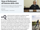 La pagina de La Stampa che, nel 2016, annunciava lòa mozione per l'interruzione dei pesticidi in territorio comunale