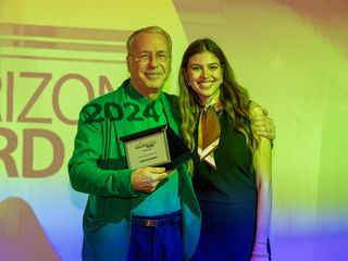 Lorenzo Marini (Lorenzo Marini Group) insieme a Giulia Blatti, valletta della serata Lorenzo Marini (Lorenzo Marini Group) insieme a Giulia Blatti, valletta della serata