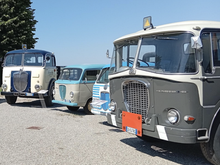 Gli autocarri Lancia con l'Esatau B in primo piano Gli autocarri Lancia con l'Esatau B in primo piano