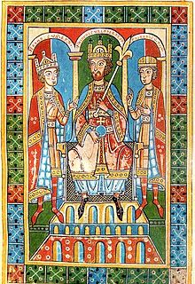 Federico Barbarossa tra i suoi figli. Miniatura tratta dalla Historia Welforum (1179-91), Fulda, Landesbibliothek.