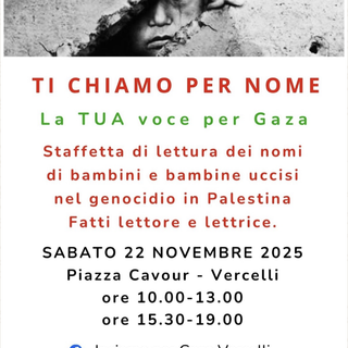 Sabato in piazza Cavour, staffetta della lettura dei nomi dei bimbi sterminati a Gaza