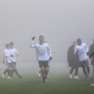 L'esultanza di Burruano dopo il gol (f. DEVECCHI)