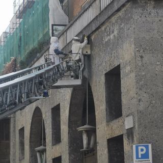 Sciame di api in piazza Zumaglini: l'intervento di recupero - FOTO