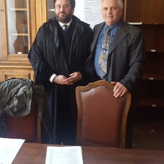 Luciano Rosso con l'avvocato Michele Greco