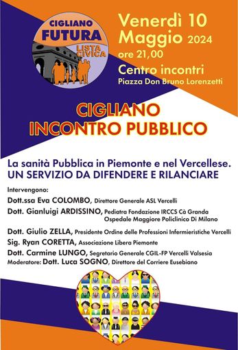 Cigliano, dibattito sulla sanità, questa sera Cigliano, dibattito sulla sanità, questa sera