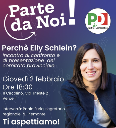E' nato il comitato “Parte da noi – Vercelli e Valsesia per Elly Schlein”