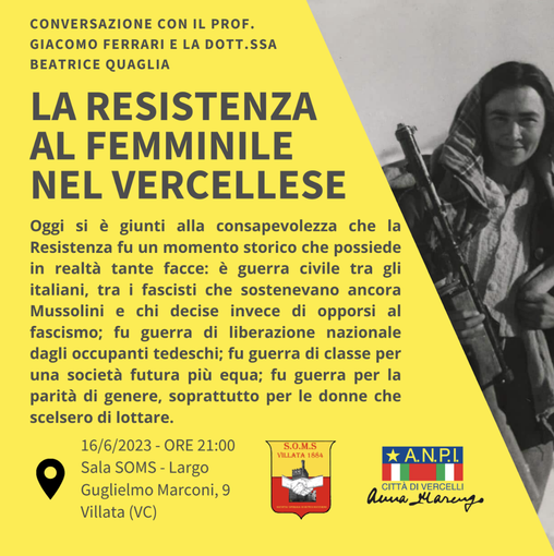 Incontro su “La resistenza al femminile nel vercellese”