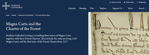 Cattedrale di Durham: sarà esposta l’unica copia della Magna Carta del 1216, insieme alle edizioni del 1225 e del 1300 e a tre copie della Forest Charters
