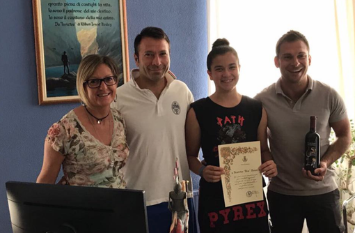 Bea Beretta insieme al sindaco Baglione e agli assessori Roggia e Cazzadore