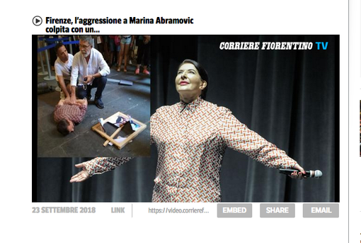 In alto a sinistra, l'appuntato scelto Emilio Figus, al centro Marina Abramovic In alto a sinistra, l'appuntato scelto Emilio Figus, al centro Marina Abramovic