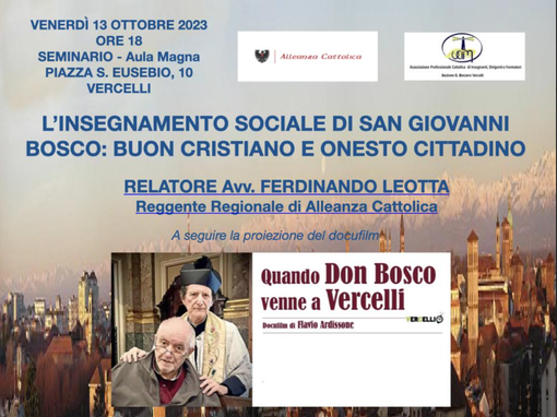 Nuovo evento dedicato alla figura di San Giovanni Bosco Nuovo evento dedicato alla figura di San Giovanni Bosco