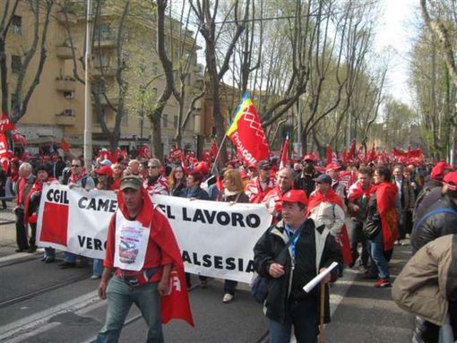 Manifestanti della Cgil
