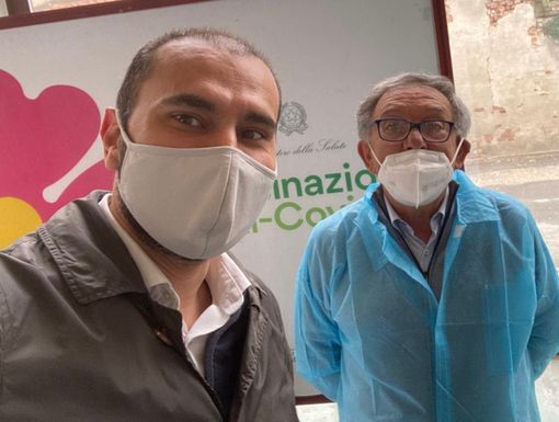 Irico con il sindaco Pane, durante l'emergenza covid