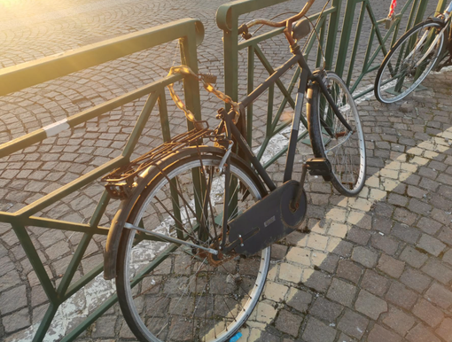 "Incatenate" ma senza sella: il Comune farà rimuovere le bici abbandonate "Incatenate" ma senza sella: il Comune farà rimuovere le bici abbandonate