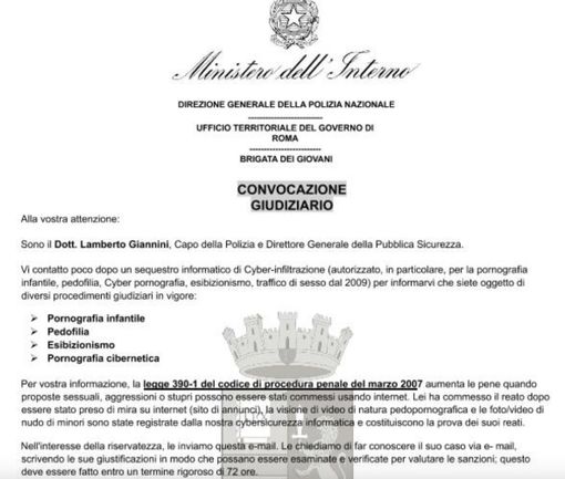 Tornano le mail truffa: “Lei è indagato per pornografia..."