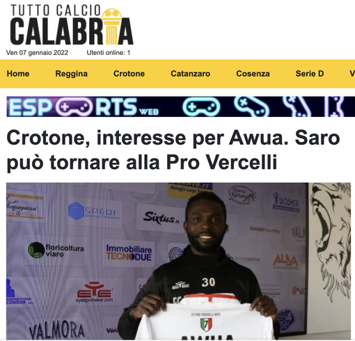 Pro Vercelli-Lecco il 19 gennaio