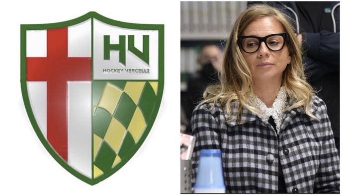 Lo stemma di Hockey Vercelli e Marta Ferretti, suo nuovo presidente, in uno scatto di Ilaria Pozzato. Lo stemma di Hockey Vercelli e Marta Ferretti, suo nuovo presidente, in uno scatto di Ilaria Pozzato.