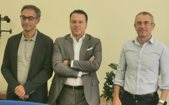 Il presidente Eraldo Botta (al centro) con i tecnici Marco Acerbo e Marco Crociani