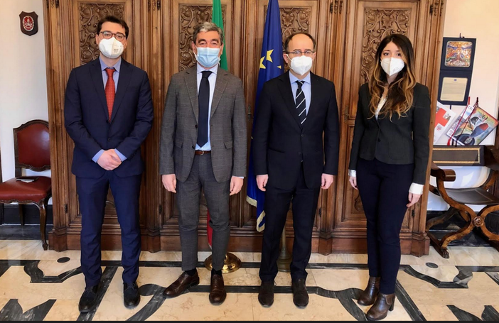 Da sinistra: il vice prefetto aggiunto Giacomo Toma, il vice prefetto vicario Mariano Savastano, il prefetto Francesco Garsia e il viceprefetto aggiunto, Luana Strippoli