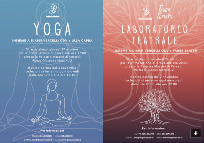 Un corso di Yoga e uno di teatro proposti da Diapsi Vercelli Un corso di Yoga e uno di teatro proposti da Diapsi Vercelli