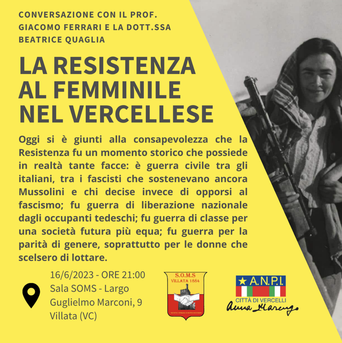 Incontro su “La resistenza al femminile nel vercellese”