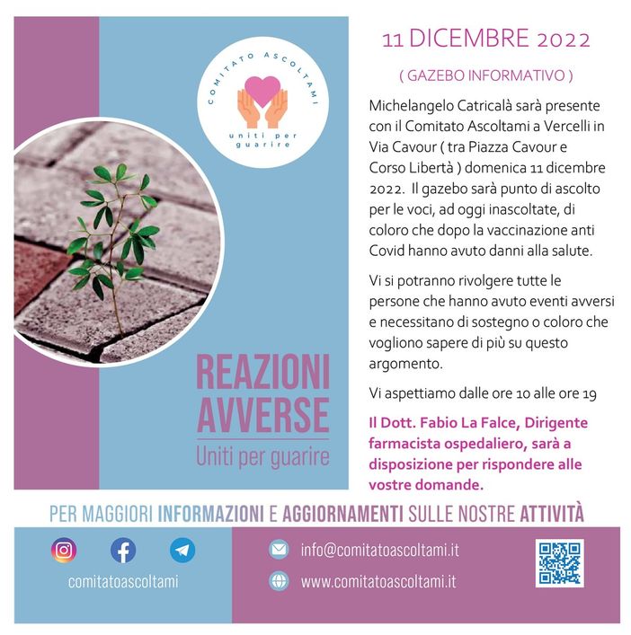 Domenica, un gazebo dove si parlerà di eventi avversi