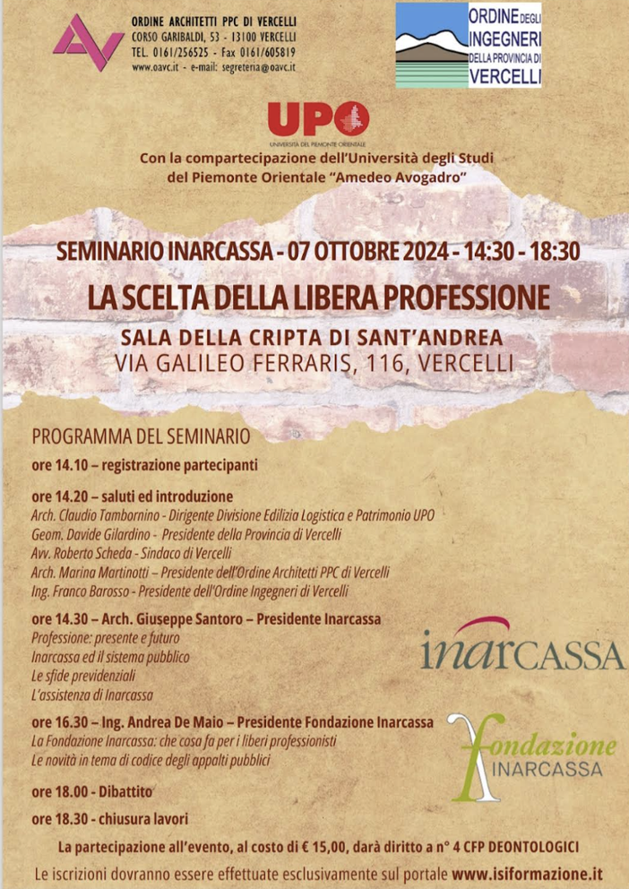 "La scelta della libera professione”: seminario dell'Ordine degli architetti
