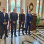 Da sinistra Claudio Orecchia, Giuseppe Manca, Pier Mario Falletti e il prefetto Lucio Parente