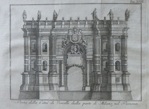 Uno dei disegni che riproducono l'antica Porta Milano, abbattuta all'inizio del 1700 Uno dei disegni che riproducono l'antica Porta Milano, abbattuta all'inizio del 1700