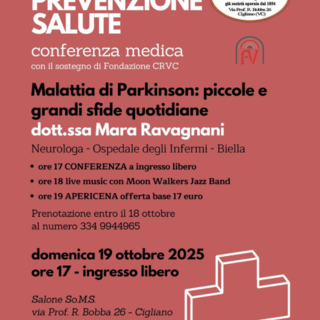 Soms Cigliano, conferenza su &quot;Malattia di Parkinson: piccole e grandi sfide quotidiane&quot;
