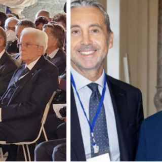 Il presidente Mattarella al convegno, quindi Carlo Riva Vercellotti con Stefano Allasia, Presidente del Consiglio regionale che ha portato i saluti della Regione