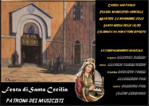 Martedì 22 ore 18: si celebra Santa Cecilia