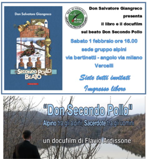 Libro e docufilm su don Secondo Pollo dagli alpini di porta Torino Libro e docufilm su don Secondo Pollo dagli alpini di porta Torino