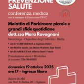 Soms Cigliano, conferenza su "Malattia di Parkinson: piccole e grandi sfide quotidiane" Soms Cigliano, conferenza su "Malattia di Parkinson: piccole e grandi sfide quotidiane"