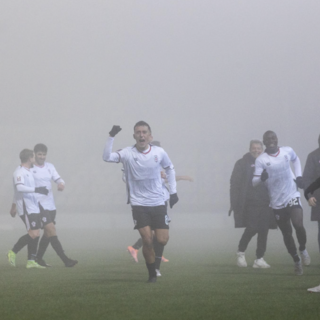 L'esultanza di Burruano dopo il gol (f. DEVECCHI)