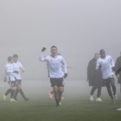 L'esultanza di Burruano dopo il gol (f. DEVECCHI) L'esultanza di Burruano dopo il gol (f. DEVECCHI)