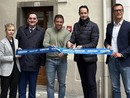 Il sindaco Roberto Veggi, con Andrea Barasolo e i funzionari Ascom Cristina Zumbo, Giuseppe Valdani e Andrea Giroldo