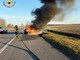 Auto in fiamme sulla bretella Santhià - Stroppiana