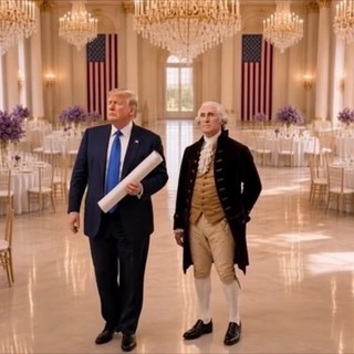 Trump con George Washington nel nuovo video generato con l'Ia: "Grazie per le tue idee"