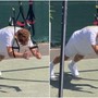 Sinner si allena, 'strano' esercizio a Wimbledon