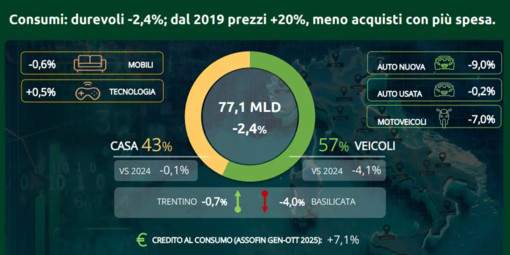 Beni durevoli, consumi -2,4%. Dal 2019 prezzi +20%, meno acquisti con più spesa Beni durevoli, consumi -2,4%. Dal 2019 prezzi +20%, meno acquisti con più spesa