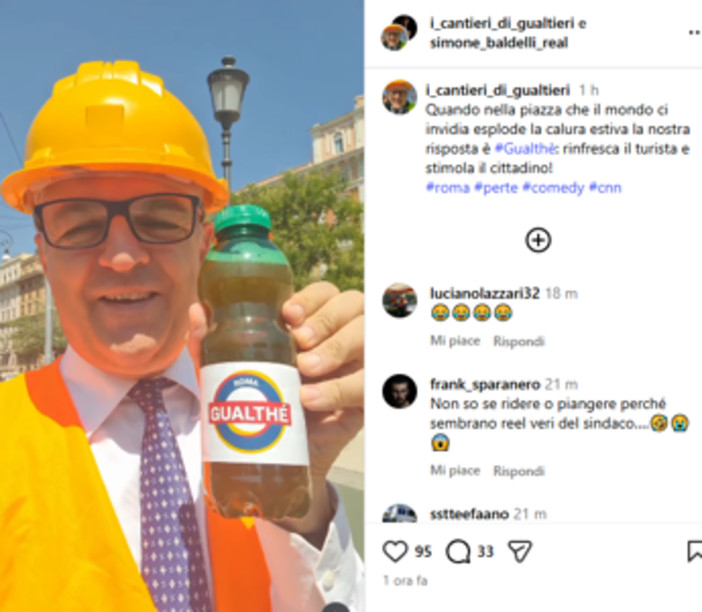 L'azzurro Baldelli e la parodia di Gualtieri: "Quando in piazza esplode calura bevete tè Gualthè..."